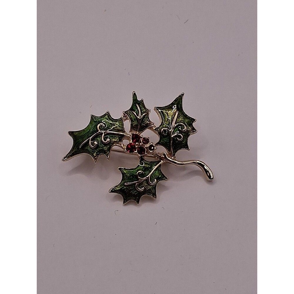 Holly Christmas Xmas Mistletoe Brooch Pin